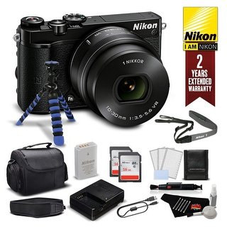 Nikon 1 J5 Mirrorless Digital Camera with 10-30mm Lens 27707 (Intl Model) - Bundle (black pro plus - w/ 2 year extended warranty)