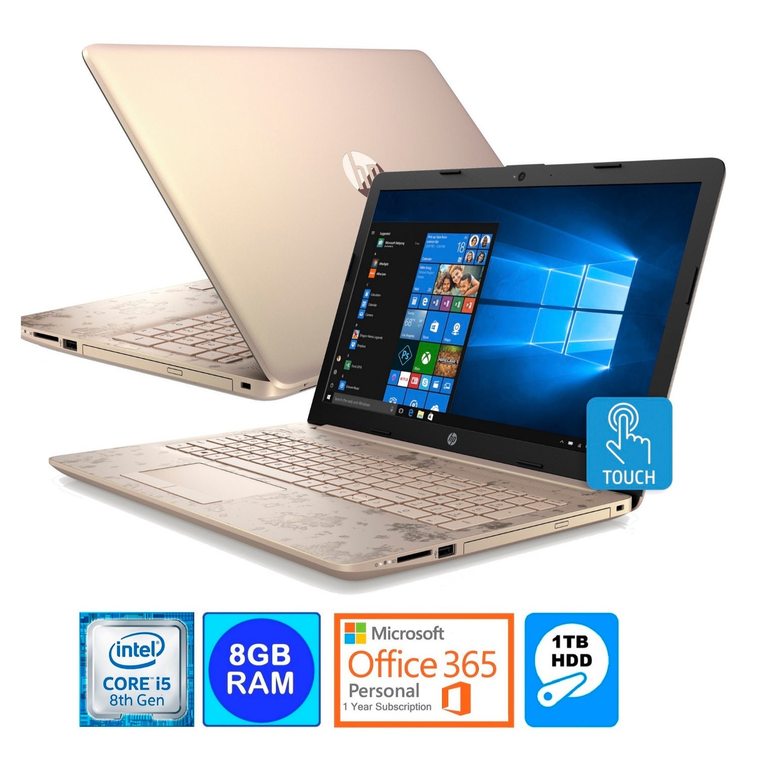 Laptop HP 15.6" Layar Sentuh Intel i5-8250U 8GB dengan Penyimpanan 1TB