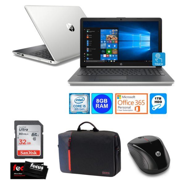 HP 15.6" Touch Screen Laptop i5-8250U 1TB (Refurbished) Bundle