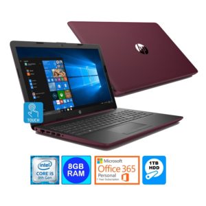 HP 15.6" TouchScreen Laptop Intel i5-8250U 8GB 1TB HDD Office 365 (Refurbished) - Burgundy